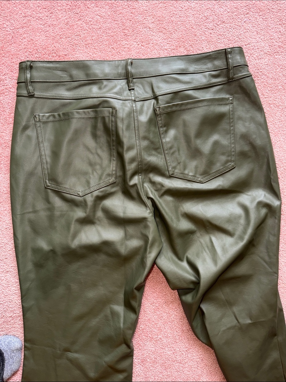 wild fable Olive Green Faux Leather Low-Rise Pants - Picture 5 of 5
